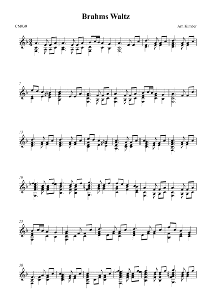 Brahms Waltz Handbell Choir scores gallery preview page 1
