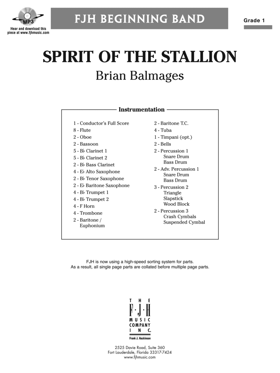 Spirit of the Stallion: Score Concert Band scores gallery preview page 1