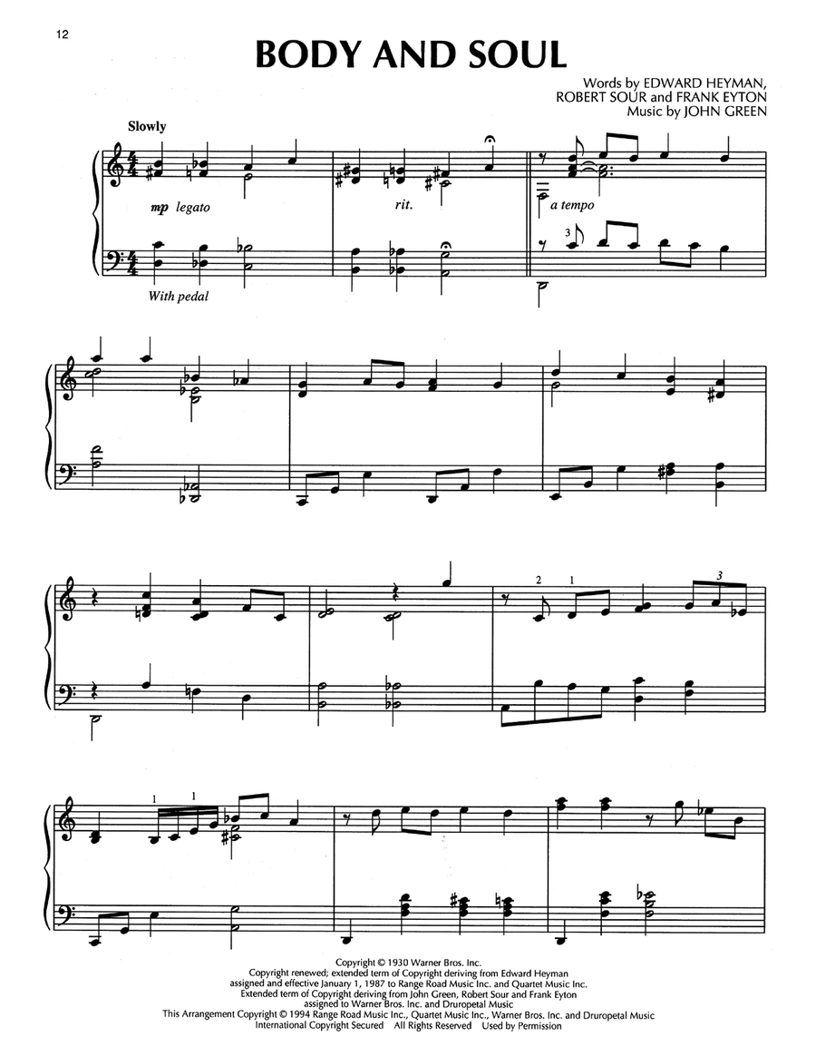 Body And Soul (arr. Bill Boyd) Piano Solo scores gallery preview page 1