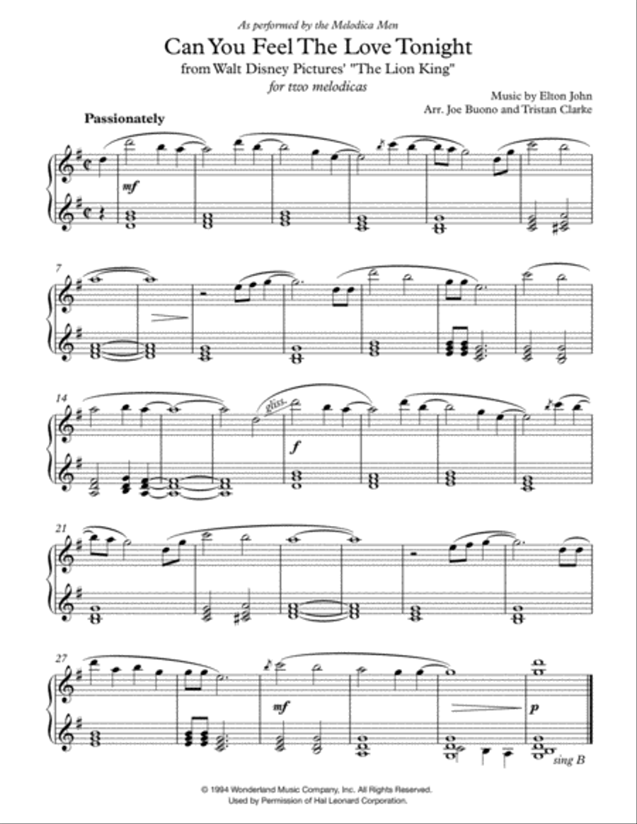 Can You Feel The Love Tonight Set of Parts scores gallery preview page 1