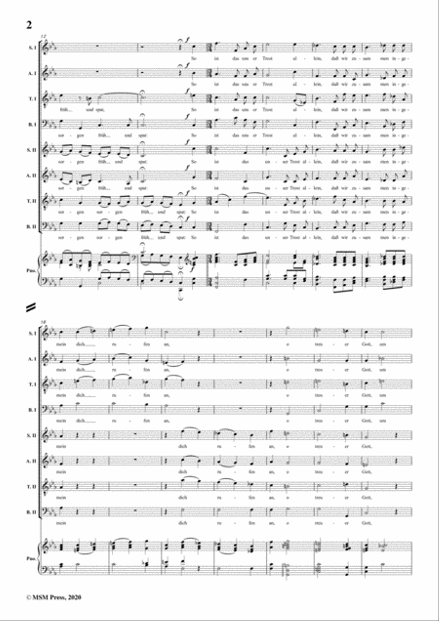 Brahms-Wenn wir in höchsten Nöten sein,Op.110 No.3,for Mixed Chorus&Pno 4-Part scores gallery preview page 4
