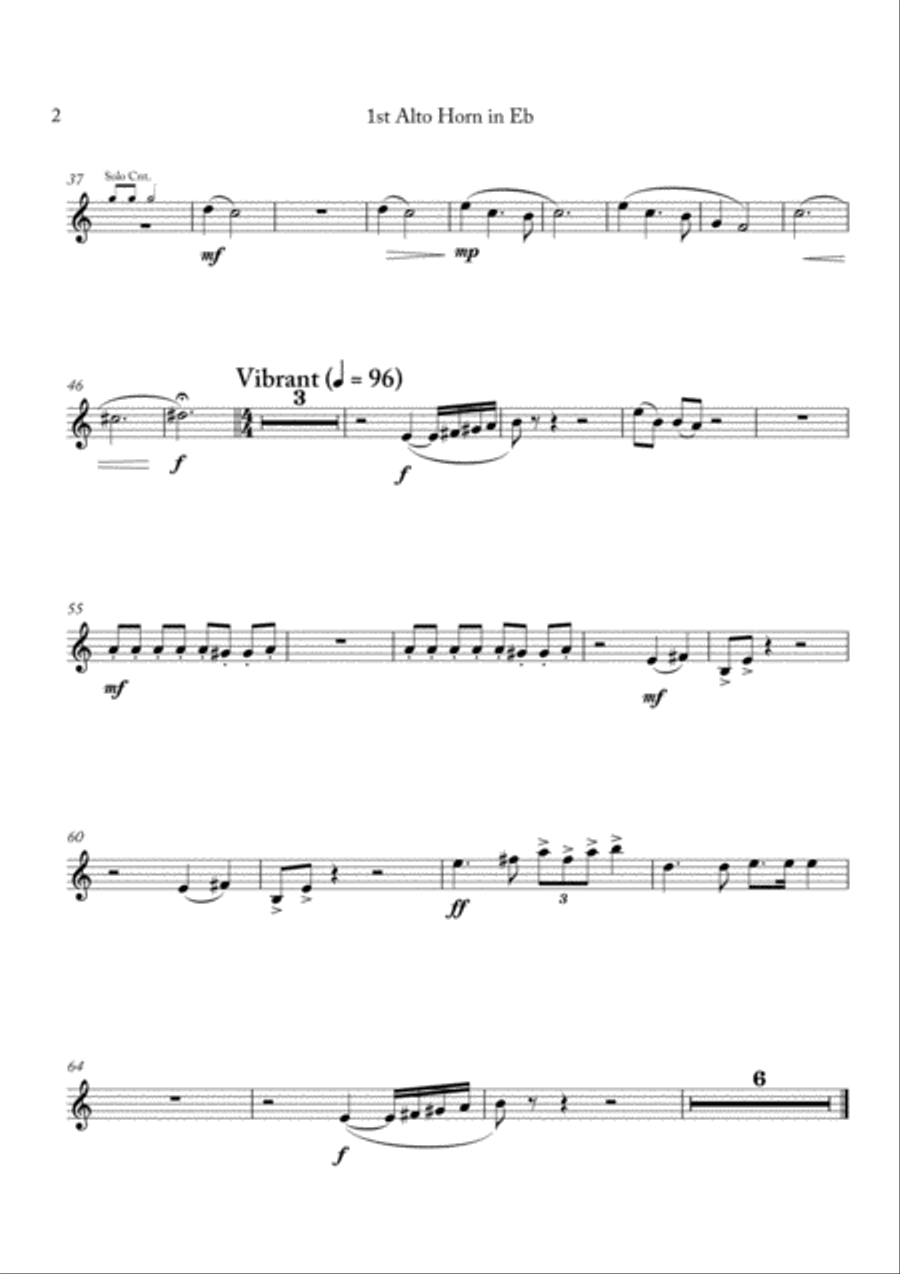 Carson Cooman: Pittsburgh Rhapsody (2008) for brass band, 1st Eb alto horn part Brass Band scores gallery preview page 2