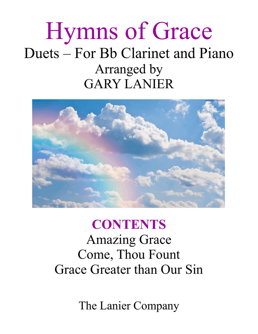 Gary Lanier: HYMNS of GRACE (Duets for Bb Clarinet & Piano) Woodwind Duet scores gallery preview page 1