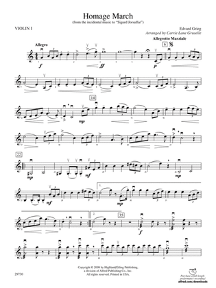 Homage March (from the incidental music to Sigurd Jorsalfar): 1st Violin
