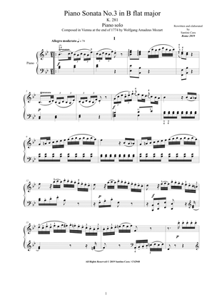 Mozart - Piano Sonata No.3 in B flat major K 281 - Complete score