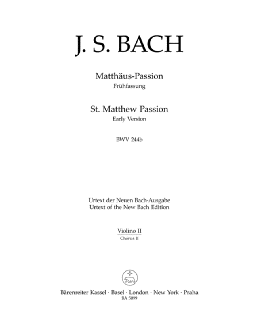 Book cover for Matthaus-Passion BWV 244b