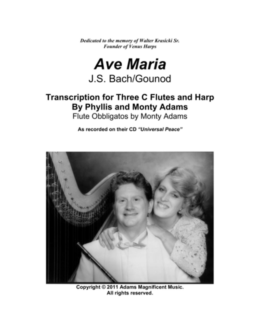 Ave Maria for 3 Flutes and Harp Small Ensemble scores gallery preview page 1