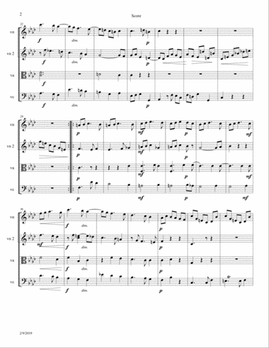 Scarlatti, D: Sonata in F minor K 69 - L382 arranged for String Quartet String Quartet scores gallery preview page 2