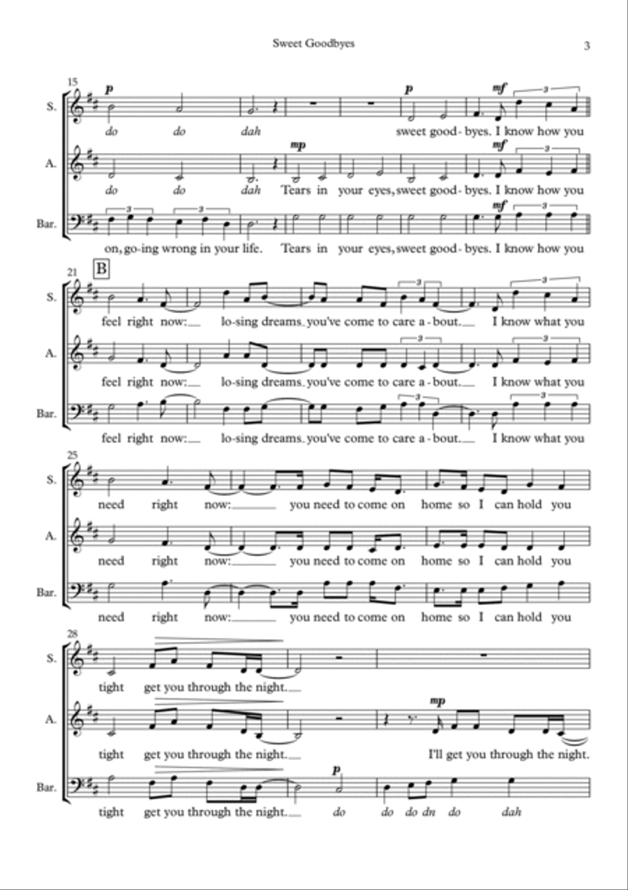 Sweet Goodbyes Sweet Goodbyes 3-Part scores gallery preview page 3
