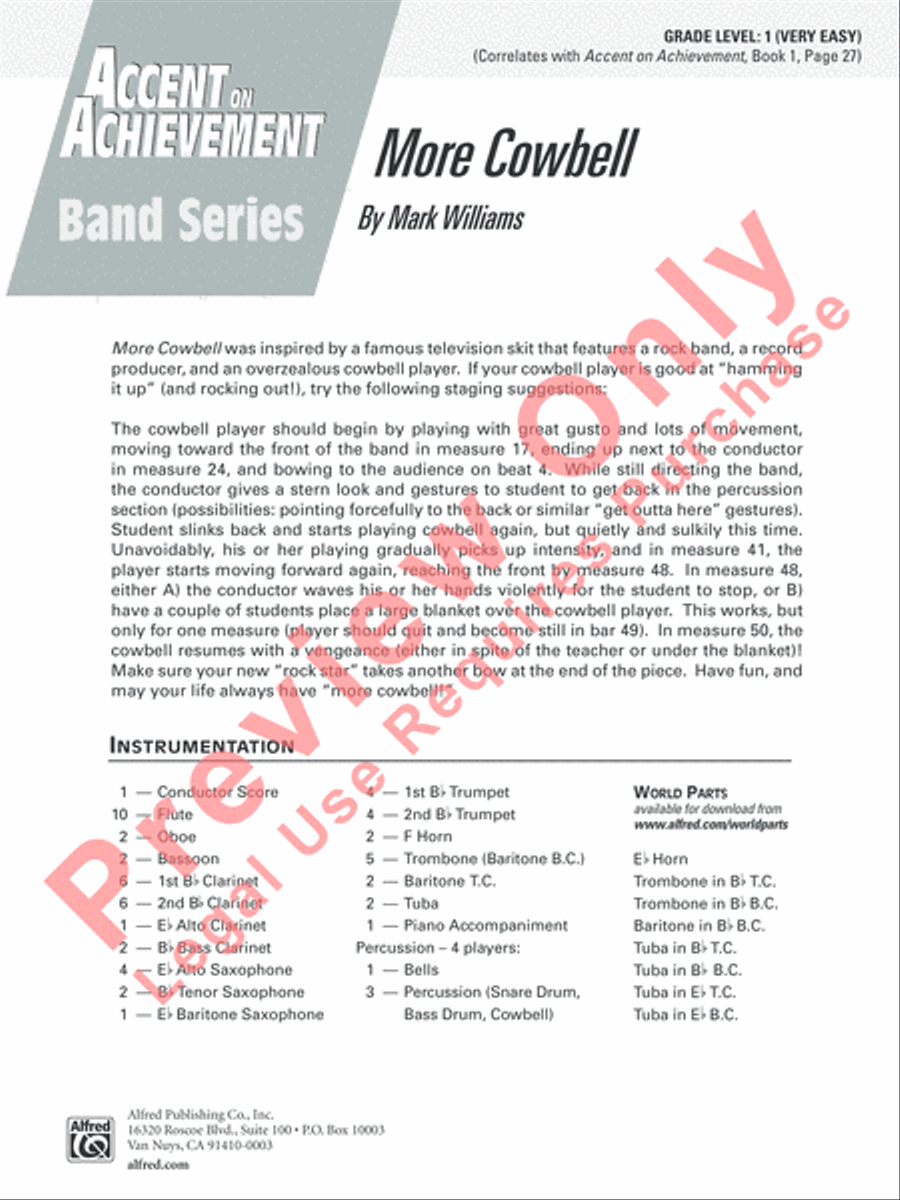 More Cowbell More Cowbell Concert Band scores gallery preview page 2