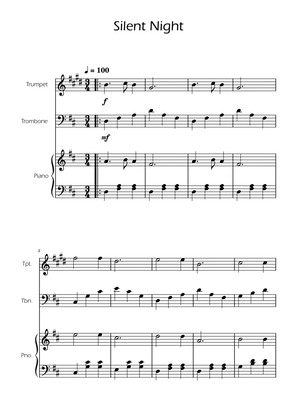 Silent Night - Trumpet and Trombone Duet w/ Piano