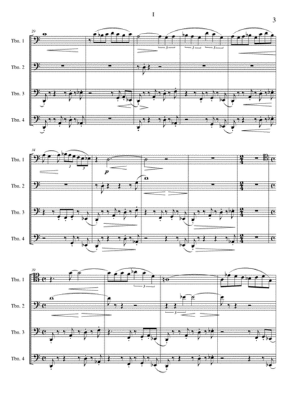 Trombone quartet n°1 "Song of an ancient forest" (2013) - Full Score + Full set of Parts image number null