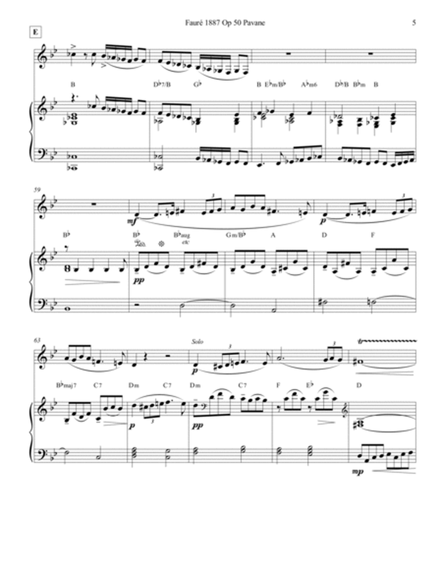 Fauré 1887 Op 50 Pavane Alto Sax or Tenor Sax Solo