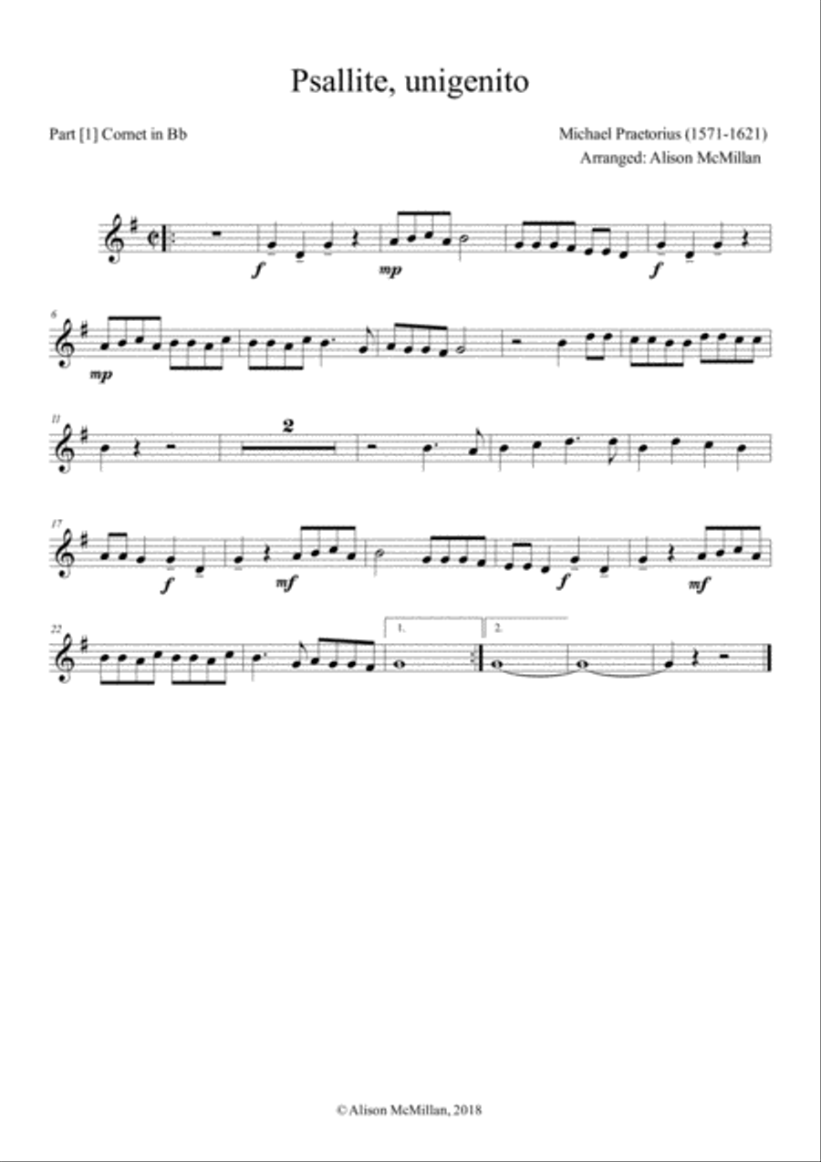 Psallite, unigenito Brass Ensemble scores gallery preview page 3