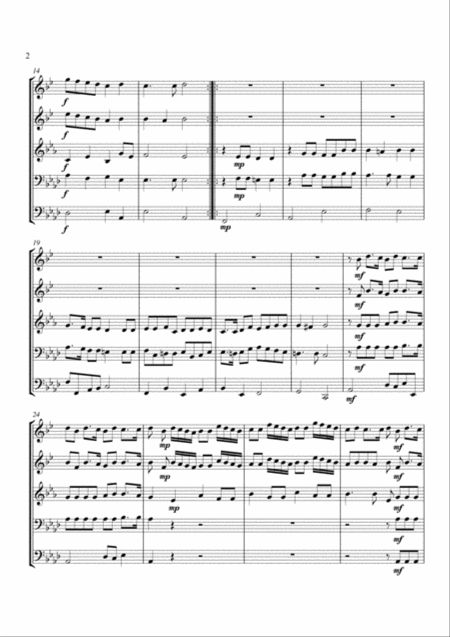Sonata in Ab Brass Quintet scores gallery preview page 2