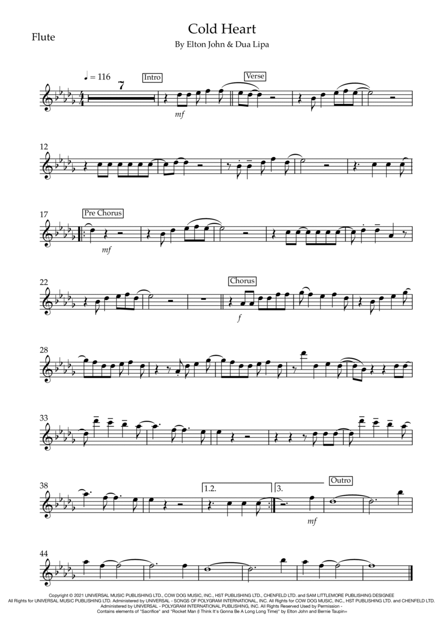 Cold Heart (pnau Remix) Cold Heart (pnau Remix) Woodwind Duet scores gallery preview page 1