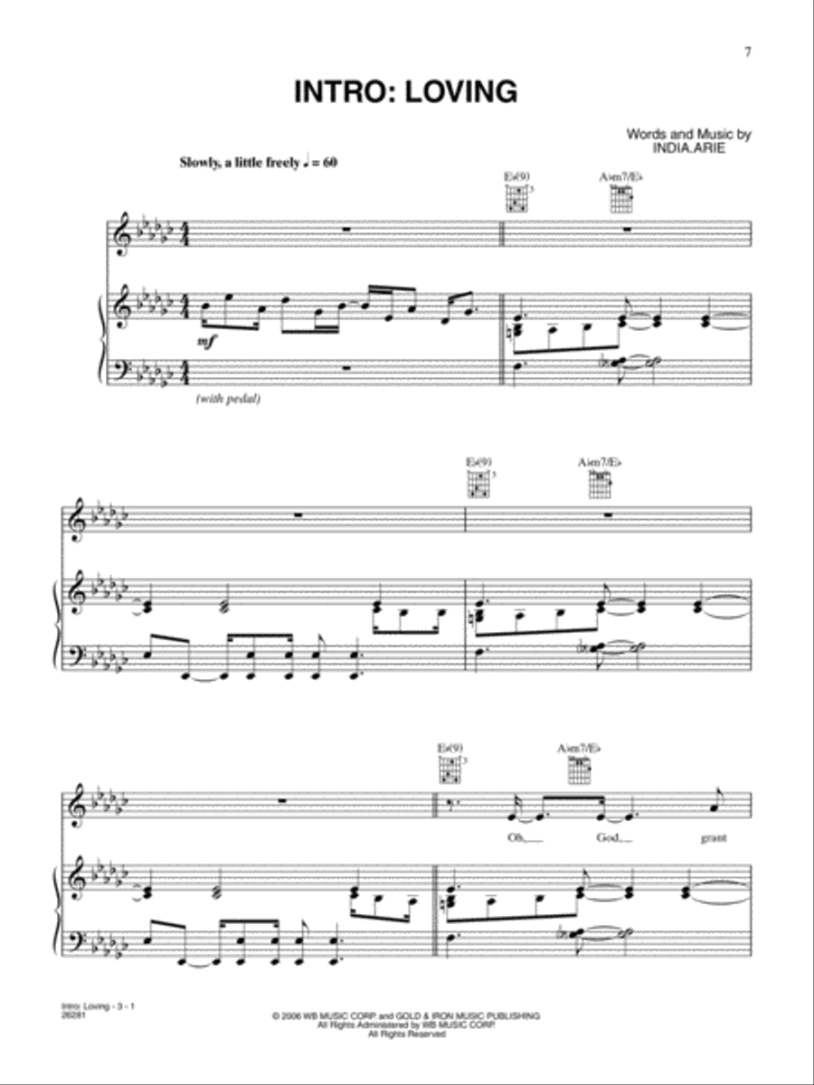 Intro: Loving Intro: Loving Piano, Vocal, Guitar scores gallery preview page 1