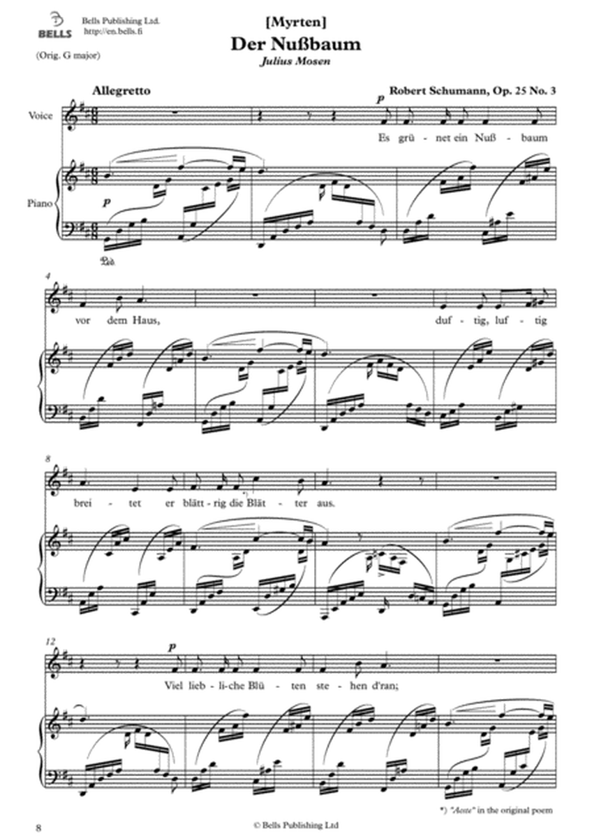 Der Nussbaum, Op. 25 No. 3 (D Major)