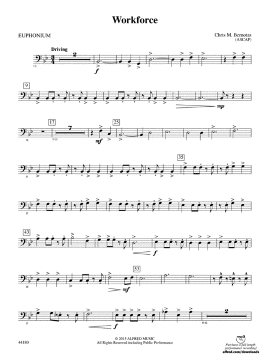 Workforce: Baritone B.C. Workforce: Baritone B.C. Concert Band scores gallery preview page 1