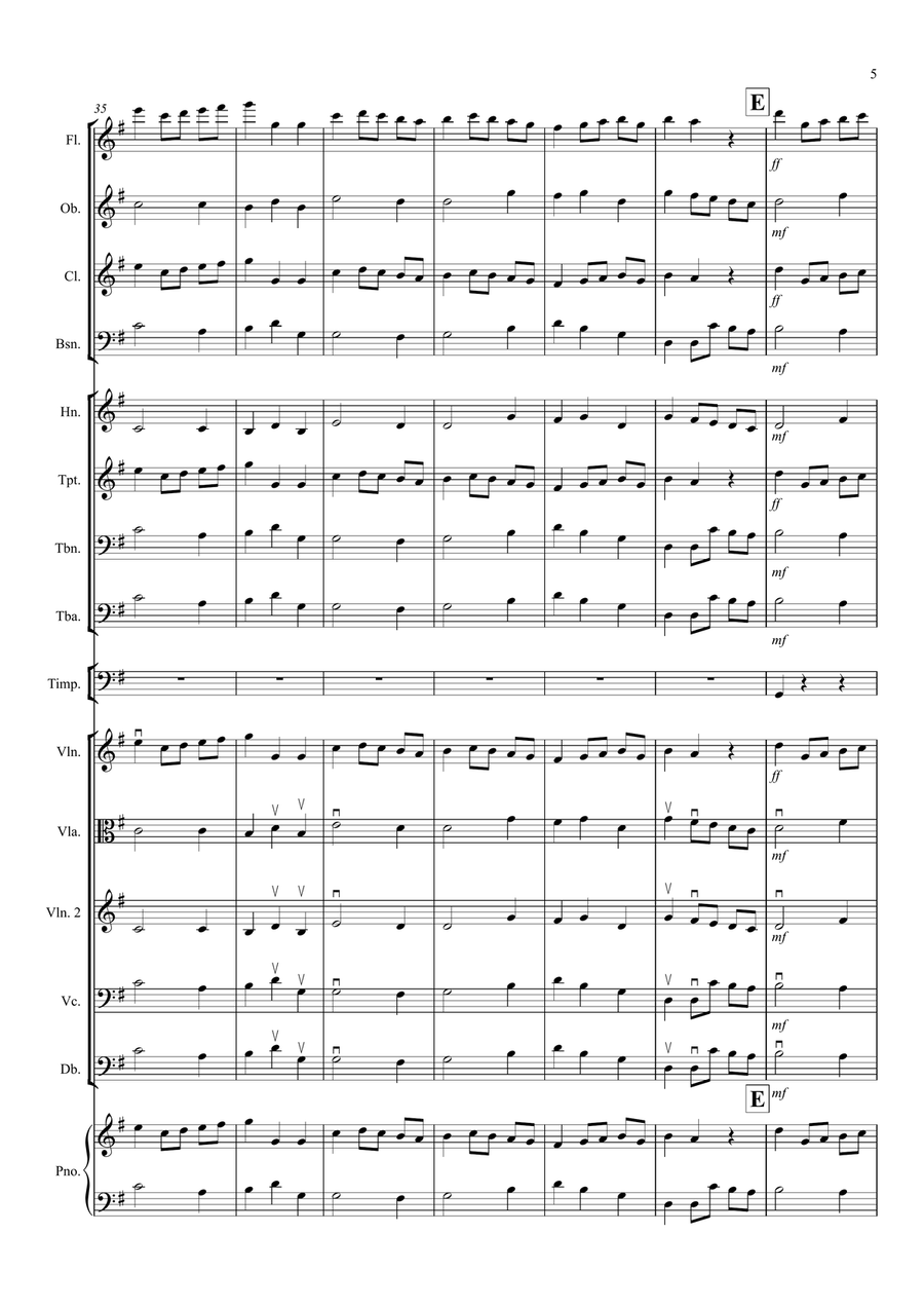 Minuet in G by Bach for School Orchestra Full Orchestra scores gallery preview page 5