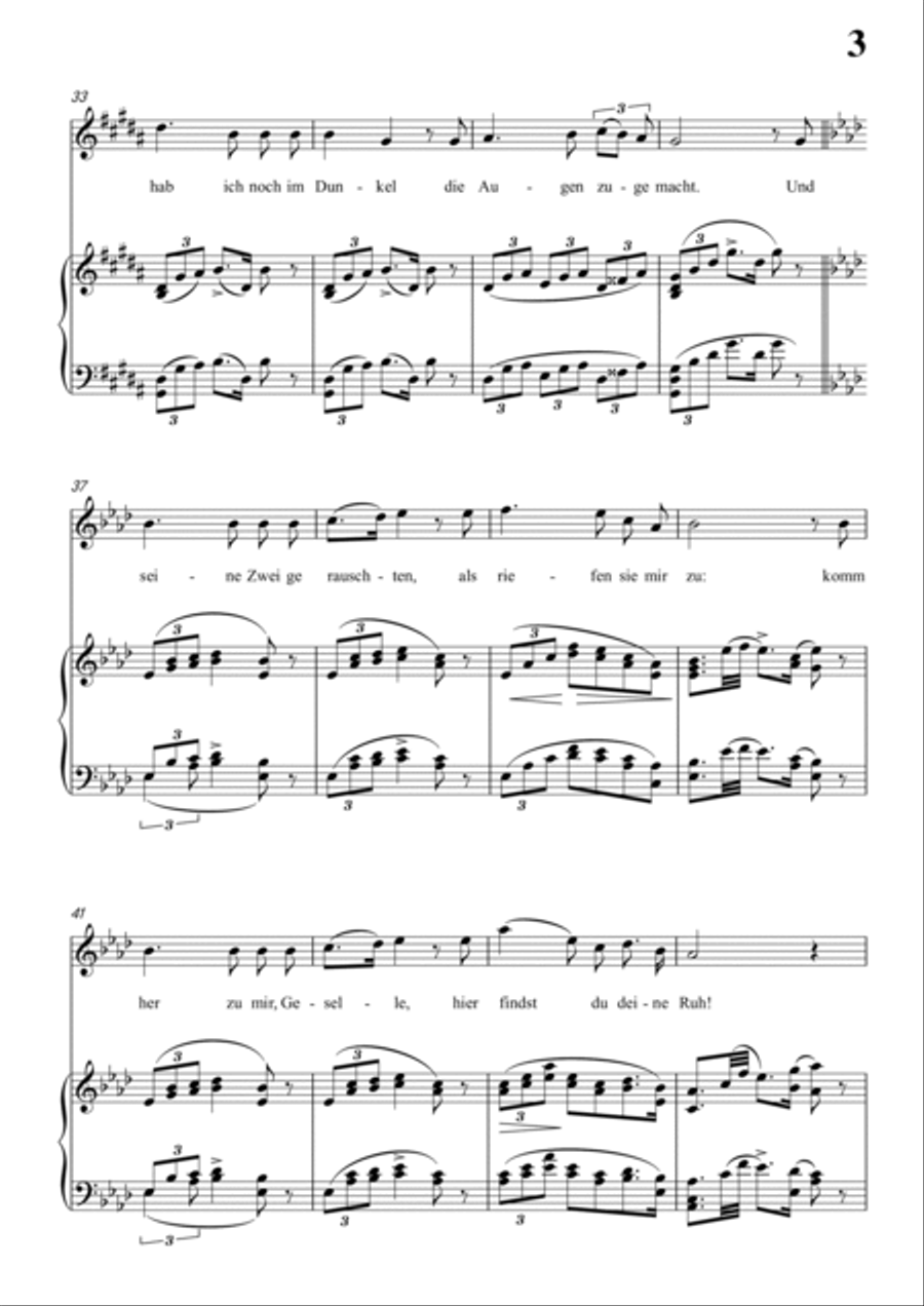Schubert-Der Lindenbaum,Op.89,No.5 in bA for Vocal and Piano Voice scores gallery preview page 4