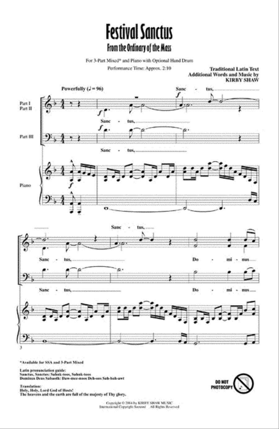 Festival Sanctus 3-Part scores gallery preview page 2
