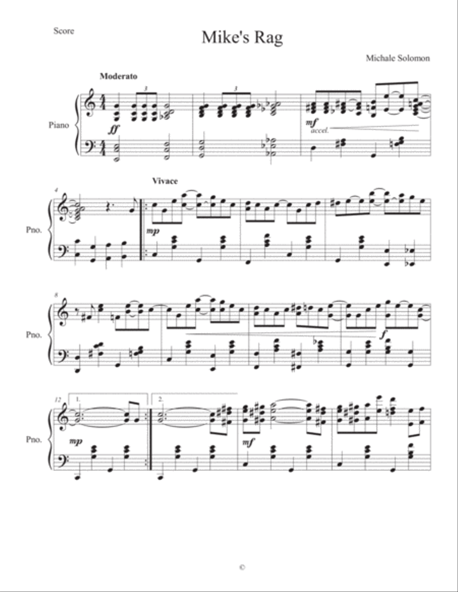 Mike's Rag Piano Solo scores gallery preview page 1