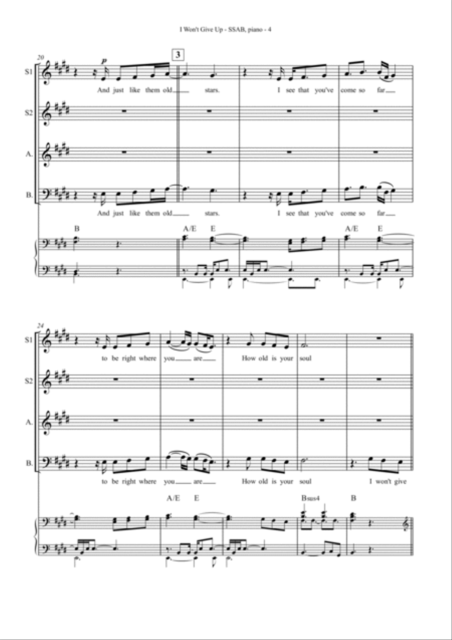 I Won't Give Up 4-Part scores gallery preview page 4