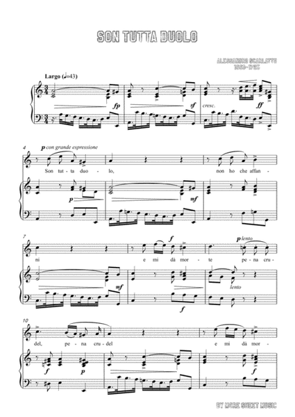 Scarlatti-Son Tutta Duolo in a minor,for Voice and Piano image number null