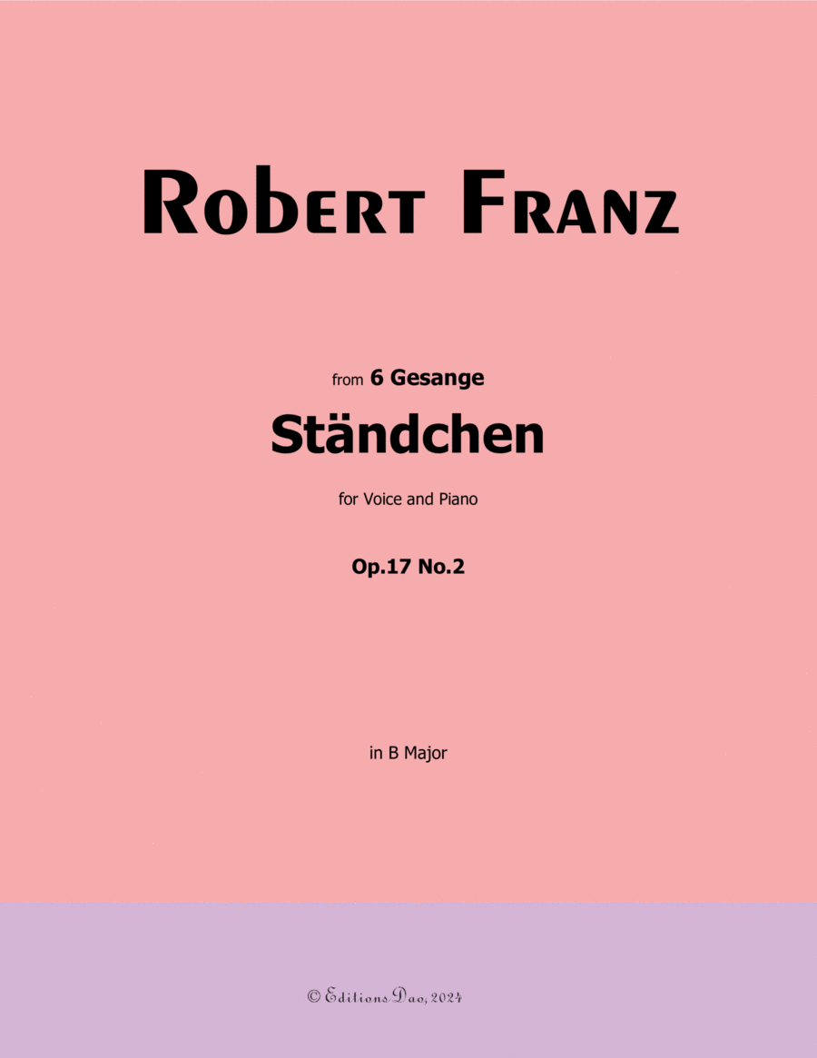Standchen, by Robert Franz, in B Major Voice scores gallery preview page 1
