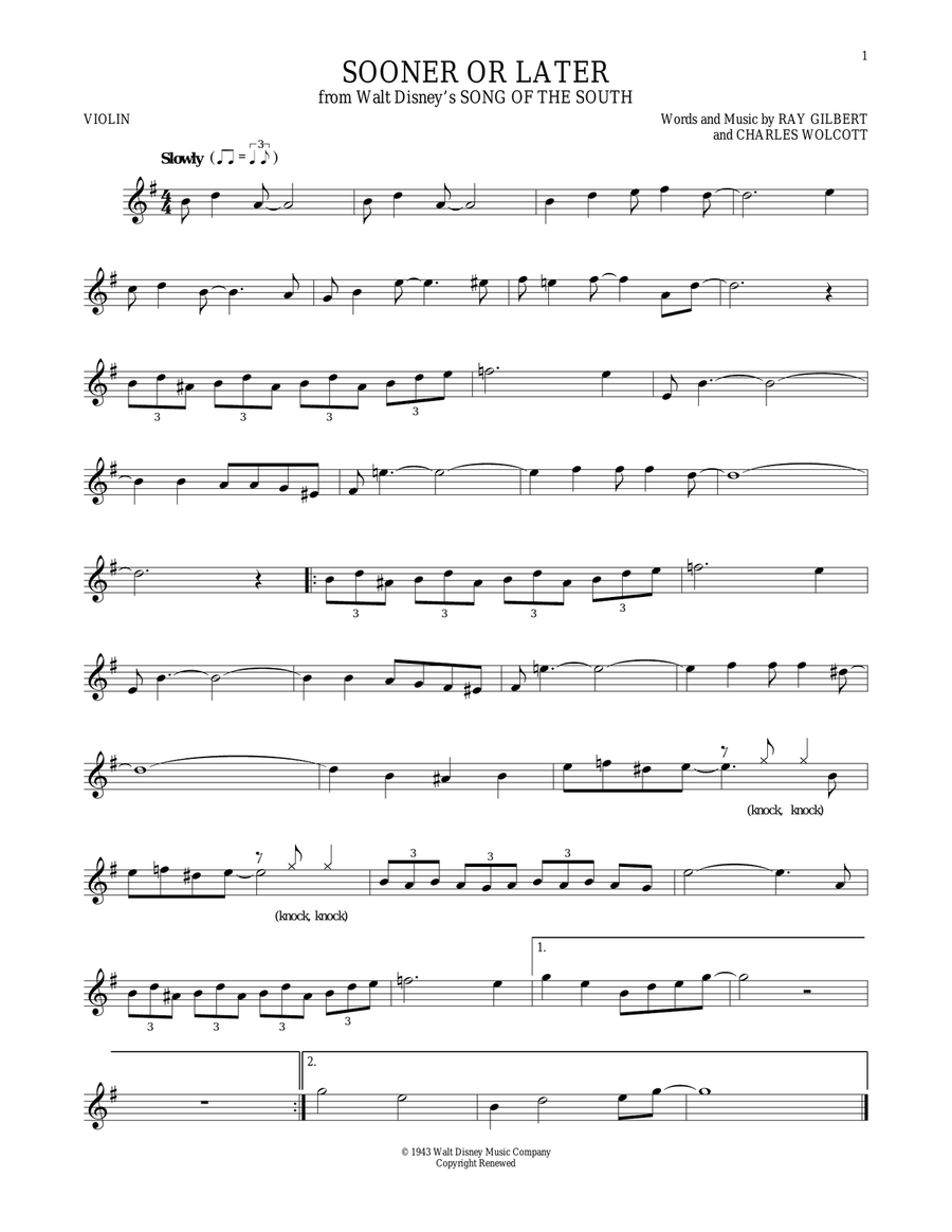 Sooner Or Later Violin Solo scores gallery preview page 1