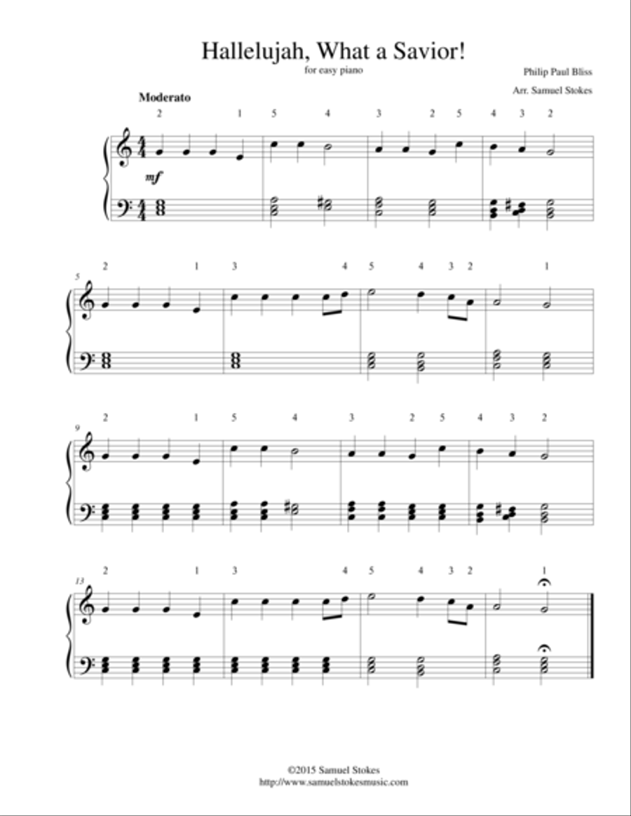 Hallelujah, What a Savior! - for easy piano Hallelujah, What a Savior! - for easy piano Easy Piano scores gallery preview page 1