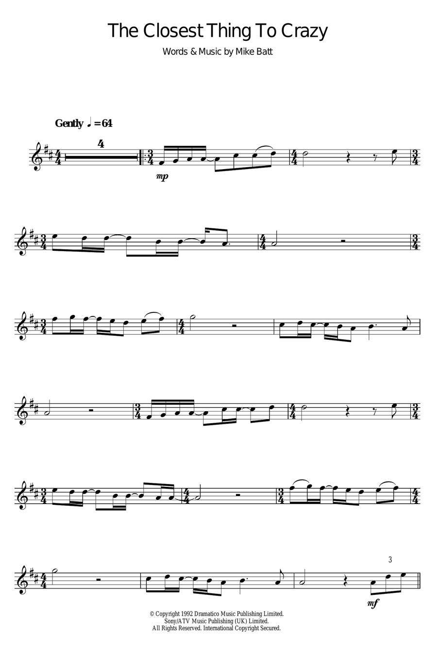 The Closest Thing To Crazy Clarinet Solo scores gallery preview page 1