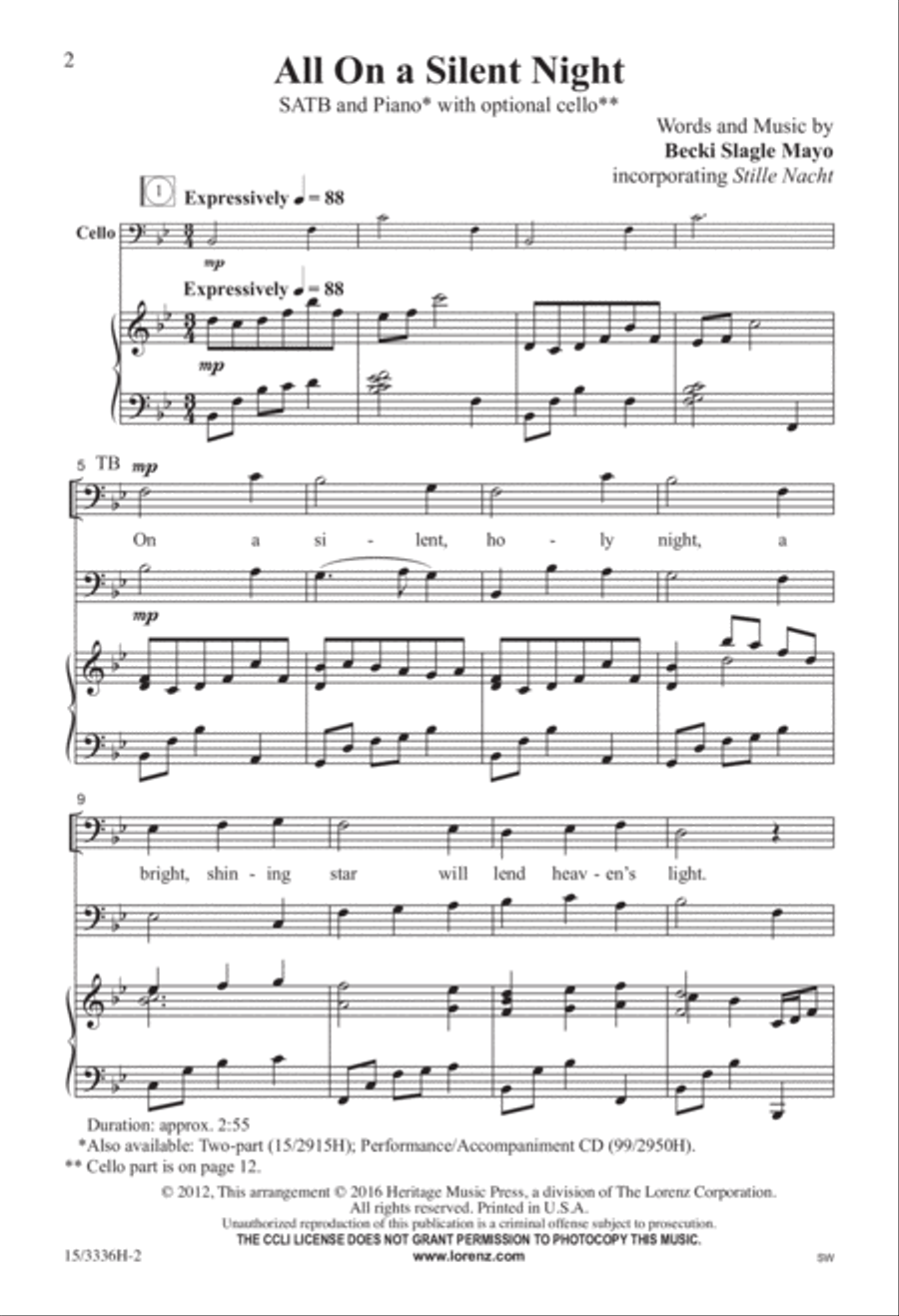 All On a Silent Night All On a Silent Night 4-Part scores gallery preview page 2
