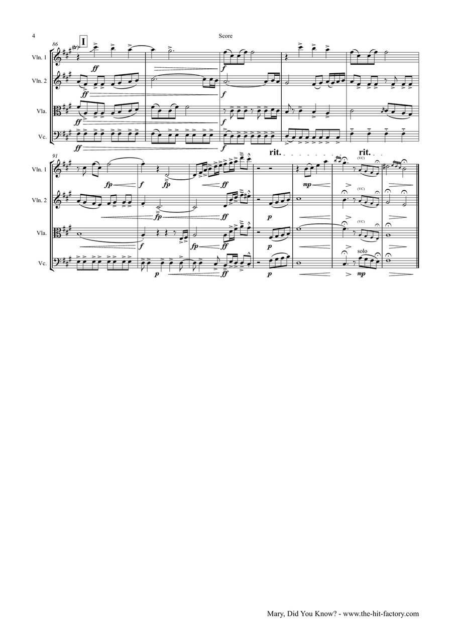 Mary, Did You Know? String Quartet scores gallery preview page 4