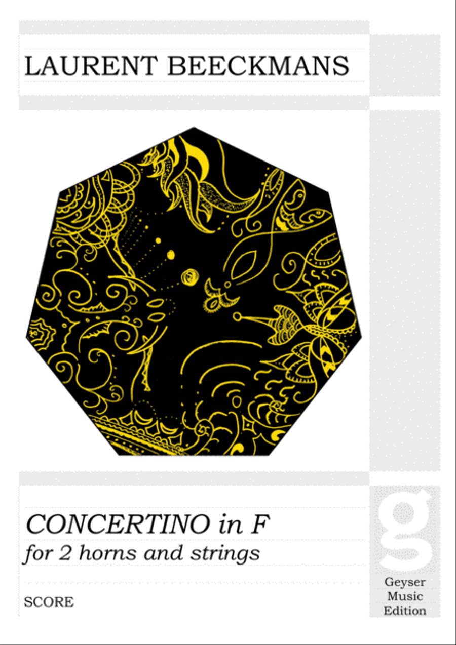Laurent Beeckmans - Concertino for 2 horns and strings - score and parts Chamber Orchestra scores gallery preview page 1