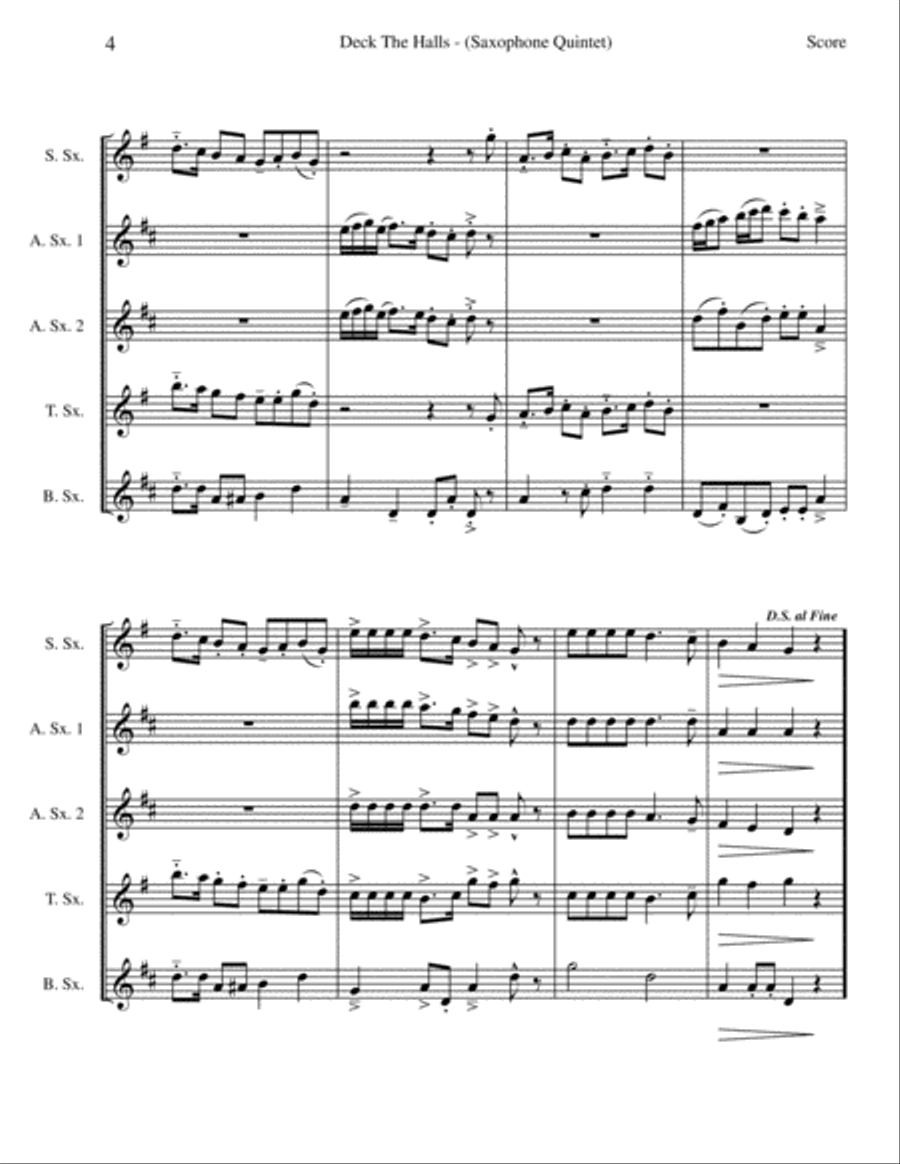 Deck The Halls Deck The Halls Woodwind Quintet scores gallery preview page 5