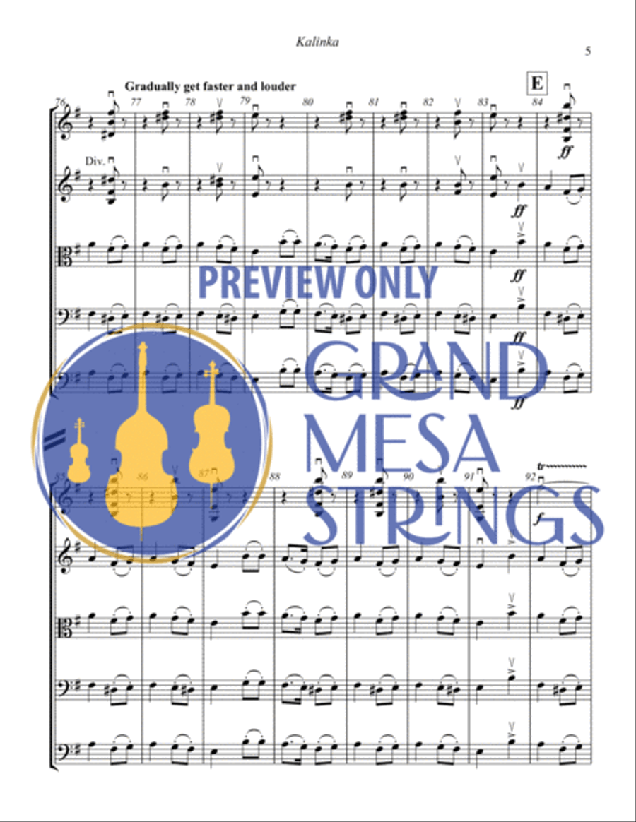 Kalinka - Russian Folk Song String Orchestra scores gallery preview page 6