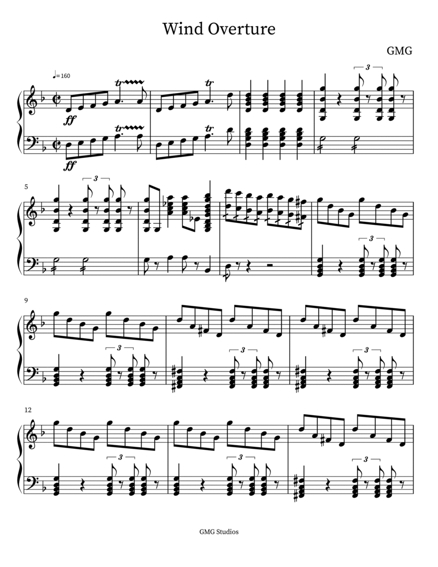 Wind Overture Piano Solo scores gallery preview page 1