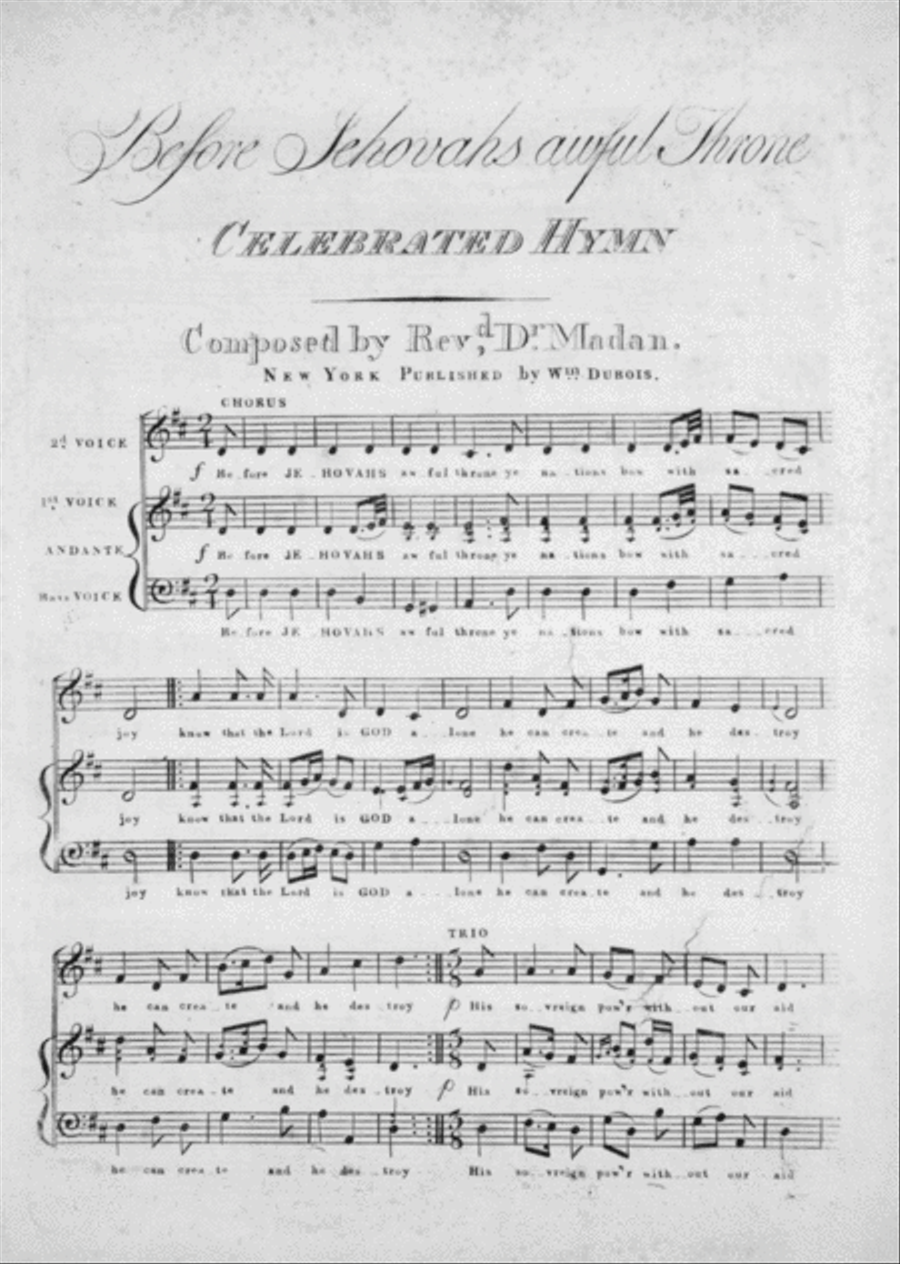 Before Jehovah's Awful Throne. Celebrated Hymn 4-Part scores gallery preview page 1