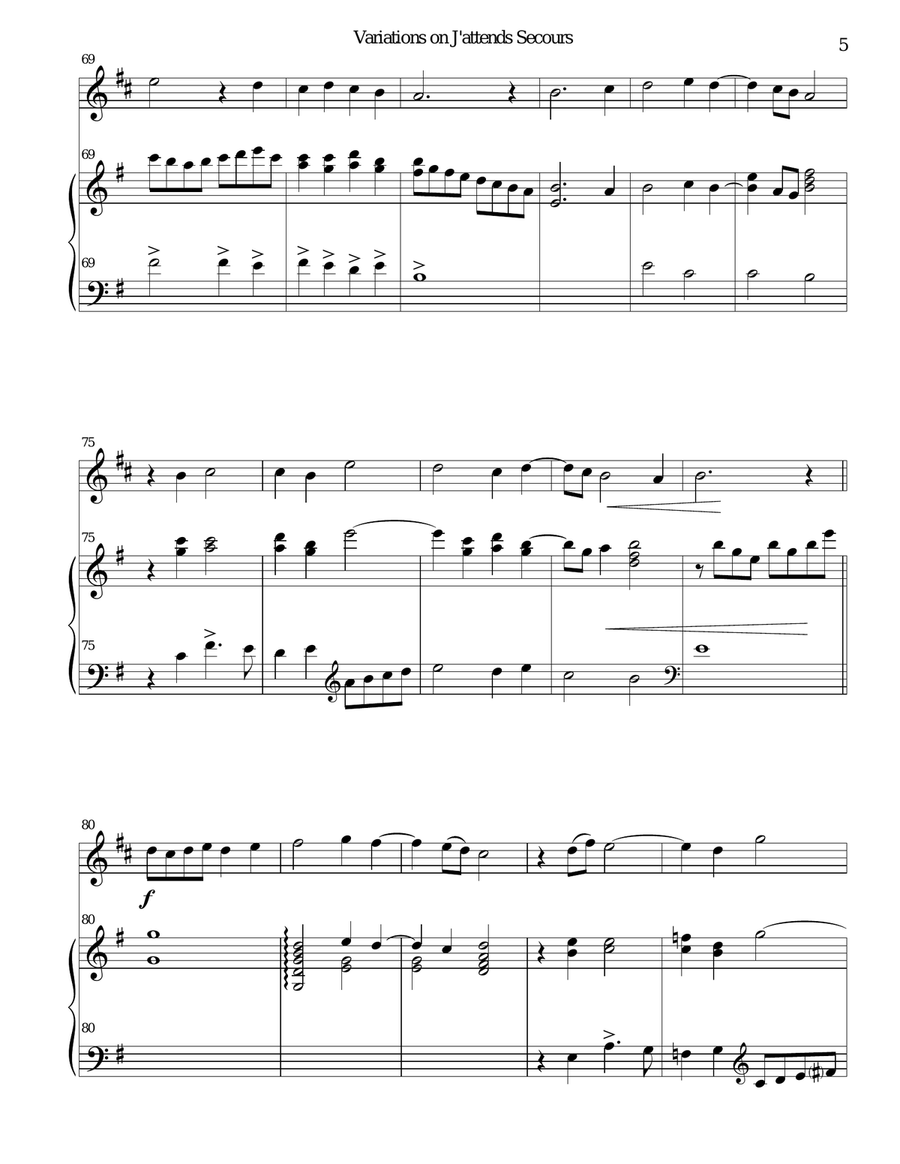 Variations on J'attends secours for cor anglais and harp English Horn scores gallery preview page 5