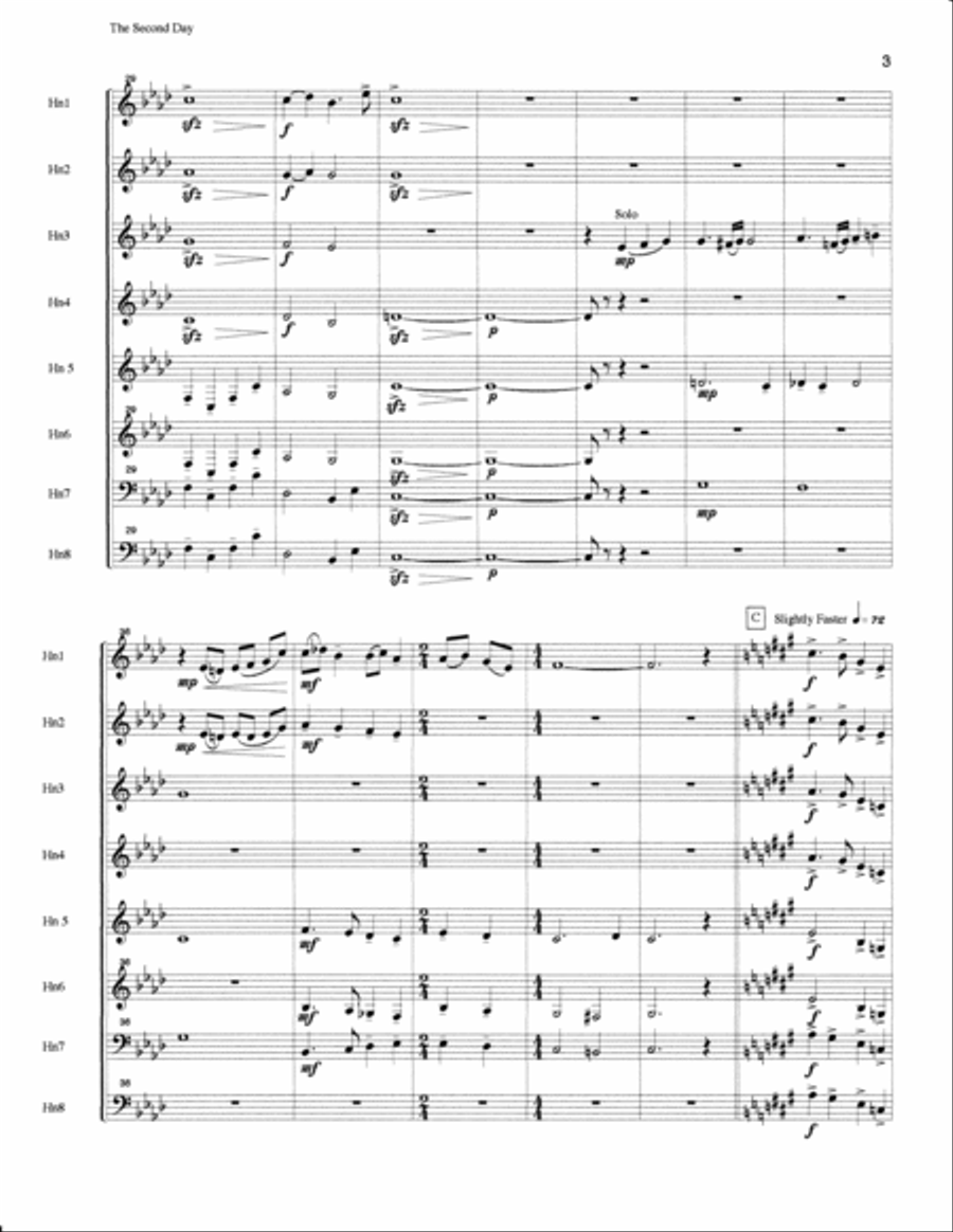 The Second Day for French Horn Octet Brass Ensemble scores gallery preview page 3