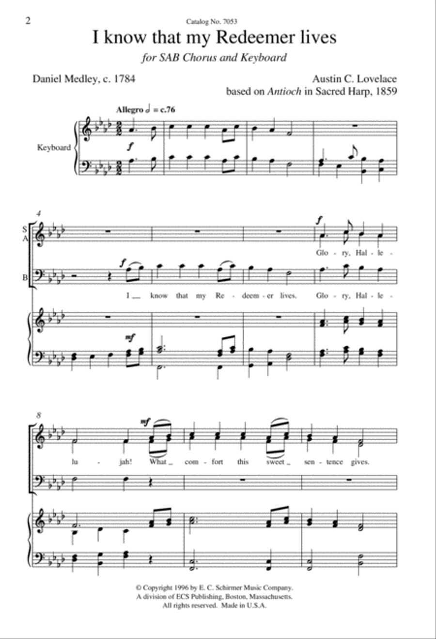 I Know that my Redeemer lives 3-Part scores gallery preview page 2