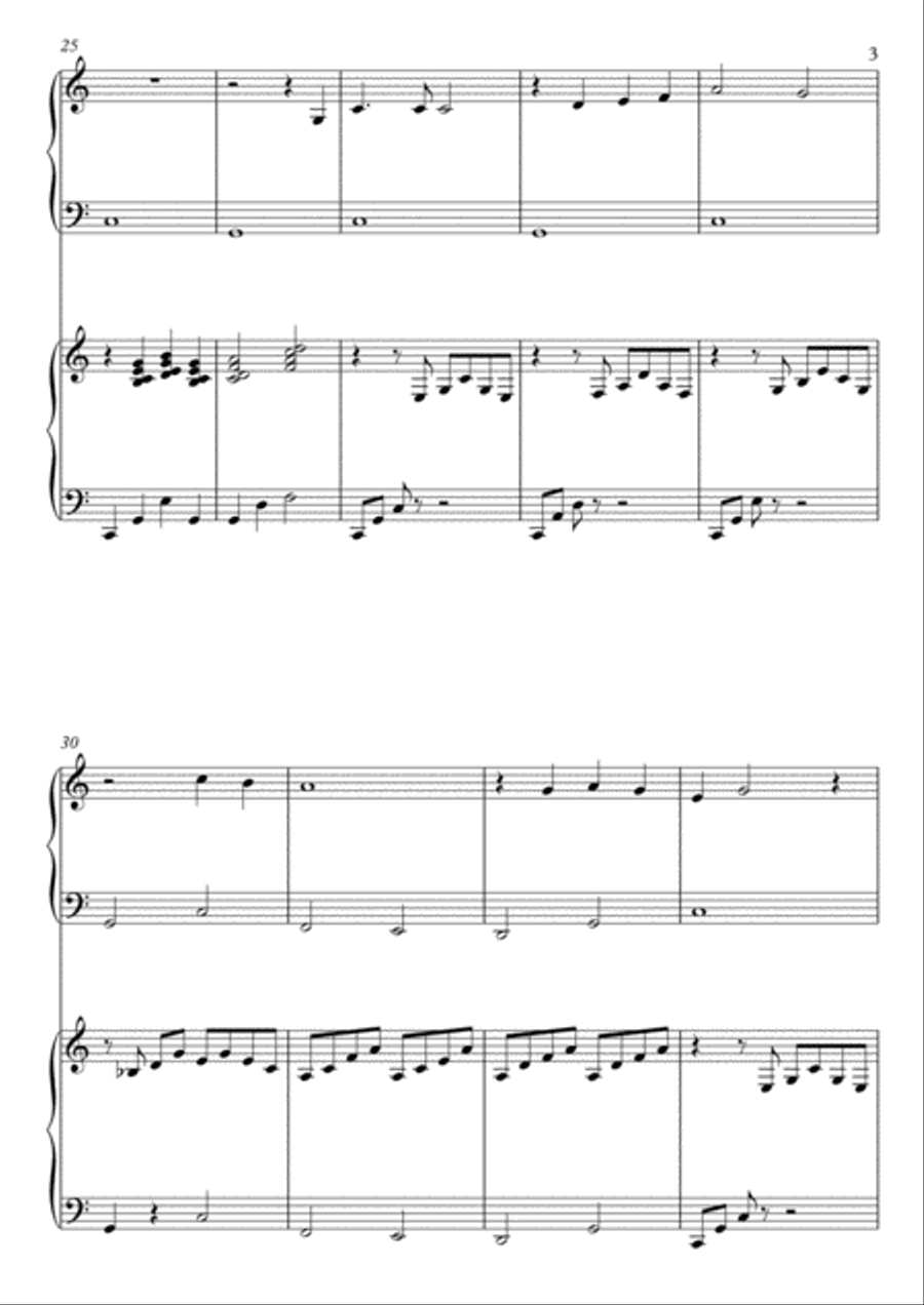 Shenandoah - Beginner keyboard - intermediate piano - 4 hands Easy Piano scores gallery preview page 3
