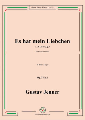 Book cover for Jenner-Es hat mein Liebchen,in B flat Major,Op.7 No.1