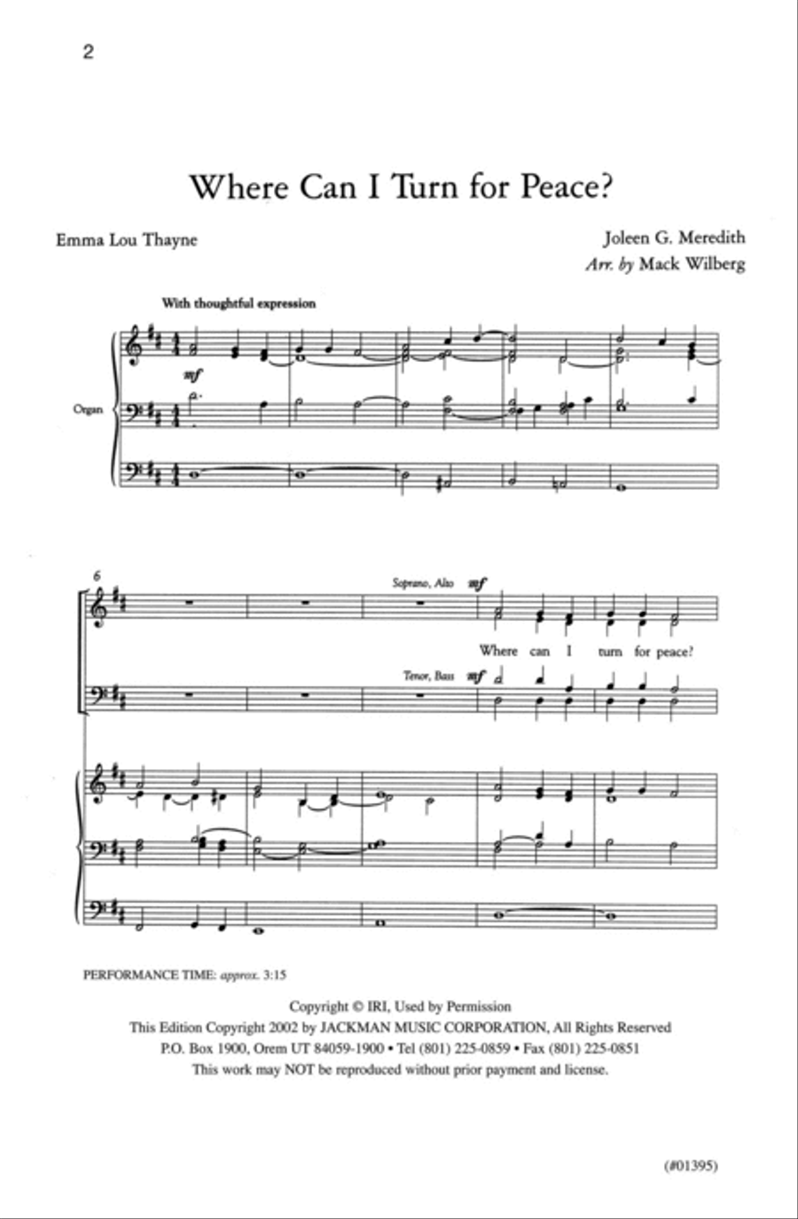 Where Can I Turn For Peace? - SATB - Wilberg 4-Part scores gallery preview page 2