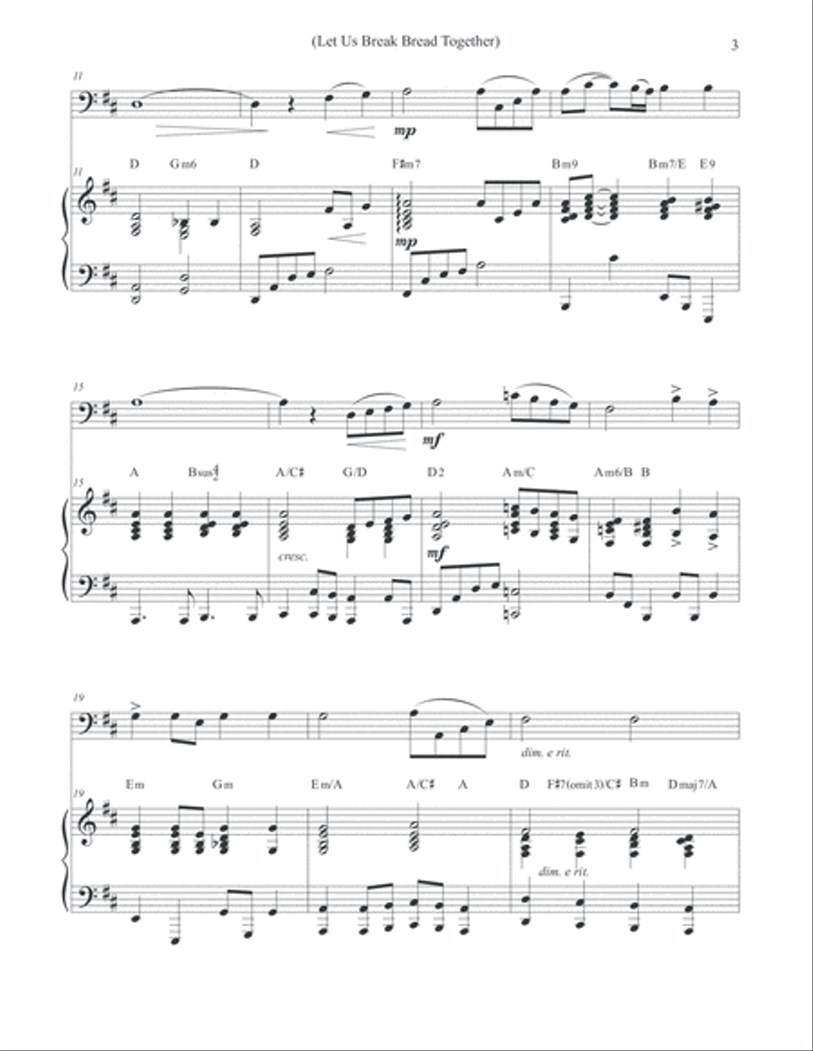 Let Us Break Bread Together (Cello & Piano in D Major) Piano scores gallery preview page 3