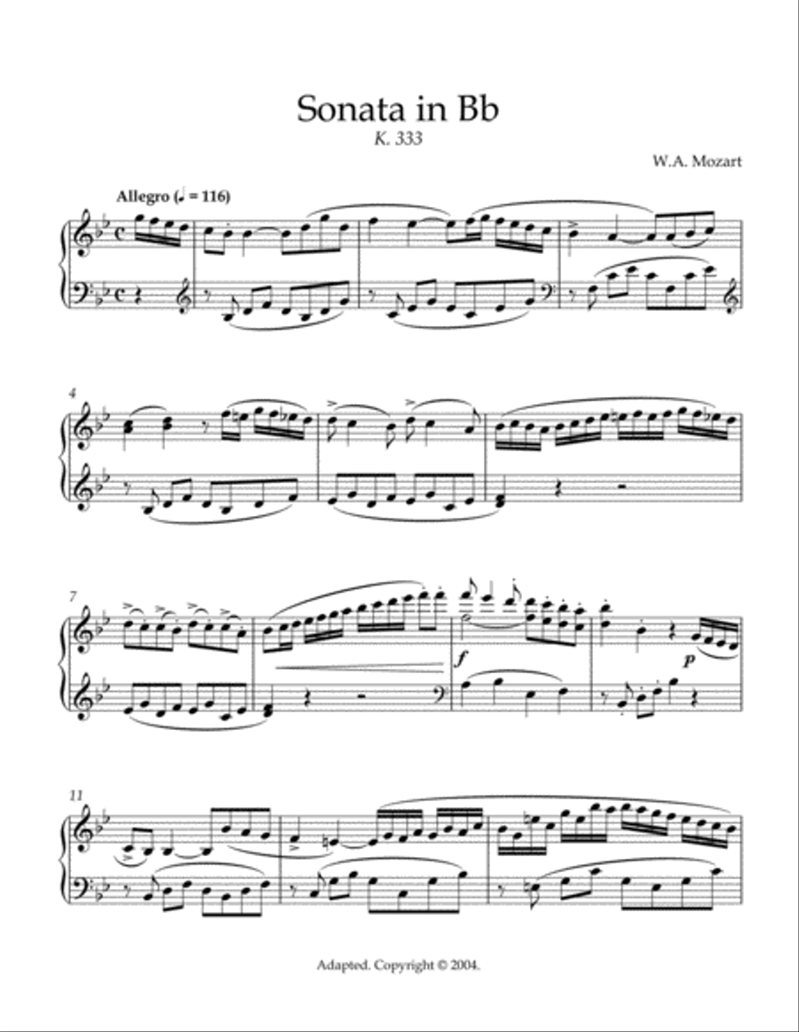 Sonata in Bb Major (K. 333) Sonata in Bb Major (K. 333) Piano Method scores gallery preview page 2