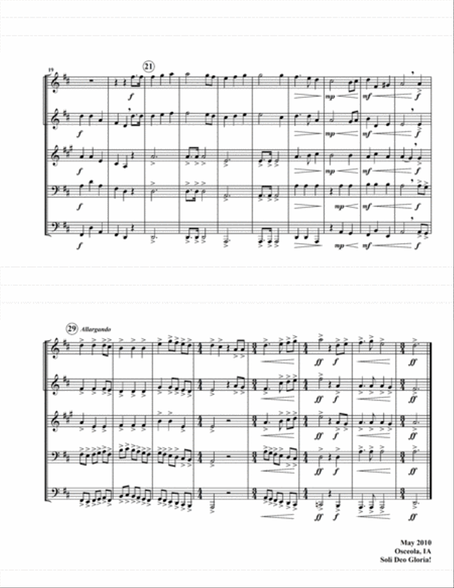 The Star-Spangled Banner (US National Anthem) for Brass Quintet Brass Quintet scores gallery preview page 3
