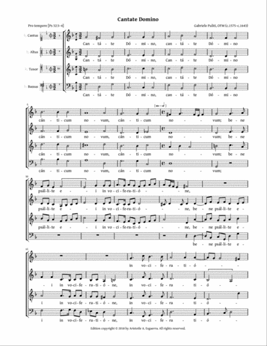 Cantate Domino (Puliti) 4-Part scores gallery preview page 1